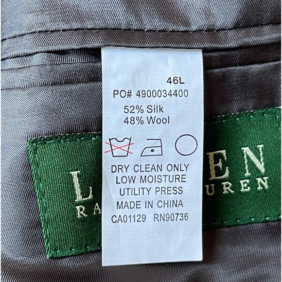 Ralph Lauren Modern Fit Plaid Silk-Wool Men’s Suit Jacket| Sz 46L - Picture 13 of 13